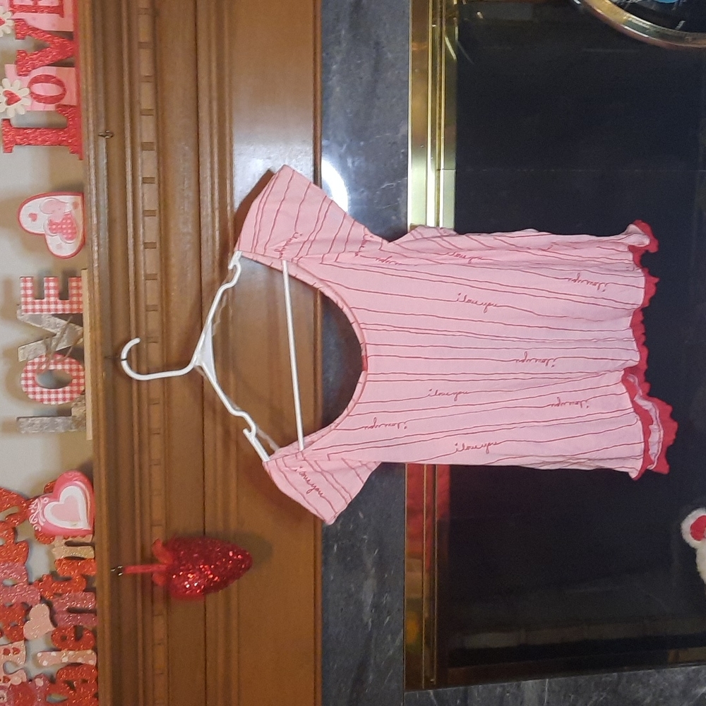 Valentine jammies Pink with red stripes I love you written on them extra large